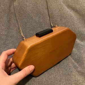 French Connection Wooden purse / clutch